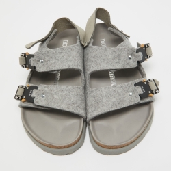 Dior X Birkenstock Grey Wool Slingback Sandals Size 41 
