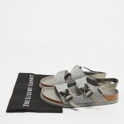 Dior X Birkenstock Grey Wool Slingback Sandals Size 41 