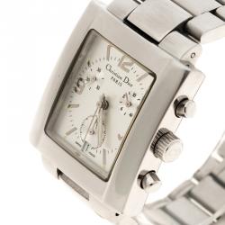 Dior Silver Stainless Steel Riva Men's Wristwatch 34 mm