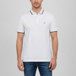 مملوكة مسبقًا Dolce & Gabbana White Cotton Pique Embroidered Logo Polo T-Shirt XXL 