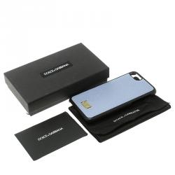Dolce and Gabbana Blue Dauphine Leather Iphone 7 Case