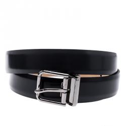 Pre Owned Dolce and Gabbana Dark Grey Leather Belt 115cm