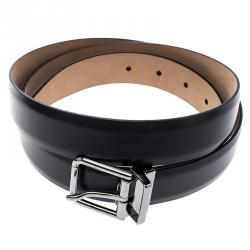 Pre Owned Dolce and Gabbana Dark Grey Leather Belt 115cm