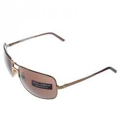 Pre Owned Dolce and Gabbana Bronze/Brown DG2009 Aviator Sunglasses