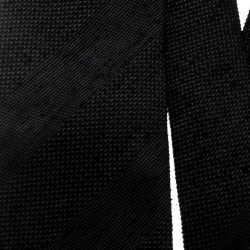 Dolce and Gabbana Black Slub Silk Jacquard Skinny Tie