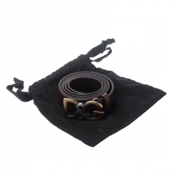 مملوكة مسبقًا Dolce & Gabbana Dark Brown Leather D&G Buckle Belt 100cm