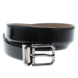 مملوكة مسبقًا حزام دولتشي أند جابانا جلد أسود لامع 110 سم