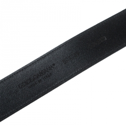 Pre Owned Dolce & Gabbana Dark Grey Leather D&G Buckle Belt 100cm