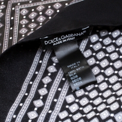 Dolce and Gabbana Monochrome Diamond Printed Silk Pocket Square