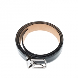 مملوكة مسبقًا Dolce and Gabbana Navy Blue Leather Buckle Belt 115CM