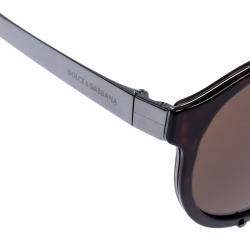 Pre Owned Dolce & Gabbana Havana Brown/ Brown DG2184 Round Sunglasses