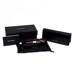 Pre Owned Dolce & Gabbana Havana Brown/ Brown DG2184 Round Sunglasses