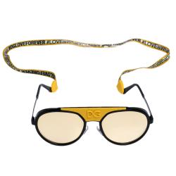 Pre Owned Dolce & Gabbana Mirror Orange/Matte Black DG2210 Madison DG Cup Collection Sunglasses