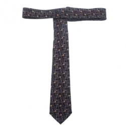 مملوكة مسبقًا Dolce and Gabbana Black Key Print Silk Tie