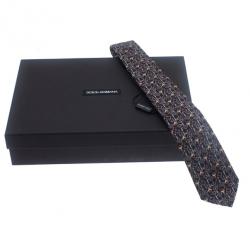 مملوكة مسبقًا Dolce and Gabbana Black Key Print Silk Tie