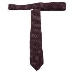 Pre Owned Dolce and Gabbana Burgundy Patterned Silk Tie