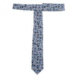 Pre Owned Dolce and Gabbana Light Blue Car Printed Tie