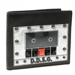 Pre Owned محفظة دولتشي أند غابانا طية ثنائية CC بوتلتو راديو جلد سوداء