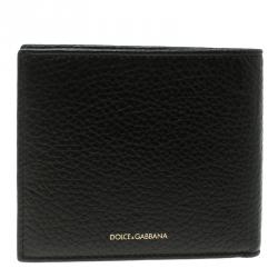 Pre Owned محفظة دولتشي أند غابانا طية ثنائية CC بوتلتو راديو جلد سوداء