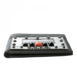 Pre Owned محفظة دولتشي أند غابانا طية ثنائية CC بوتلتو راديو جلد سوداء