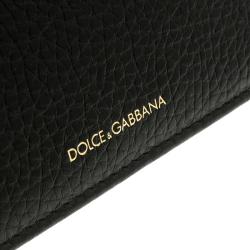 Pre Owned محفظة دولتشي أند غابانا طية ثنائية CC بوتلتو راديو جلد سوداء