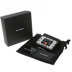 Pre Owned محفظة دولتشي أند غابانا طية ثنائية CC بوتلتو راديو جلد سوداء