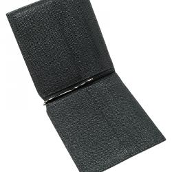 Pre Owned Dolce and Gabbana Dark Grey Leather Money Clip Bifold Card Holder