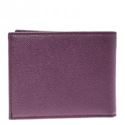 Pre Owned Dolce and Gabbana Lilac Leather Bifold Wallet 