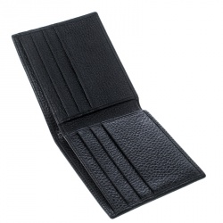 Dolce and Gabbana Black Leather Bottalato Radio 6 CC Bifold Wallet
