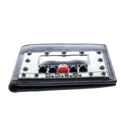 Dolce and Gabbana Black Leather Bottalato Radio 6 CC Bifold Wallet
