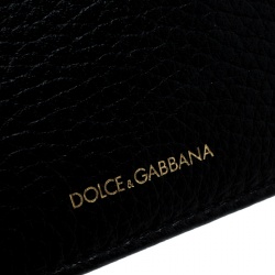 Dolce and Gabbana Black Leather Bottalato Radio 6 CC Bifold Wallet