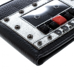 Dolce and Gabbana Black Leather Bottalato Radio 6 CC Bifold Wallet