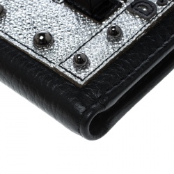Dolce and Gabbana Black Leather Bottalato Radio 6 CC Bifold Wallet