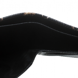 Pre Owned Dolce and Gabbana Black Key Print Leather Bifold Wallet