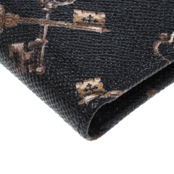 Pre Owned Dolce and Gabbana Black Key Print Leather Bifold Wallet