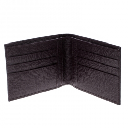 Pre Owned Dolce & Gabbana Burgundy Leather Bifold Wallet