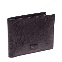 Pre Owned Dolce & Gabbana Burgundy Leather Bifold Wallet