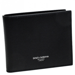 Pre Owned Dolce & Gabbana Black Leather Bifold Wallet