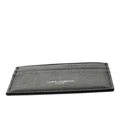 Pre Owned Dolce and Gabbana Black Vitello Leather Card Holder