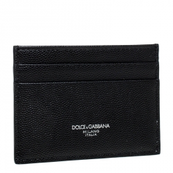Pre Owned Dolce and Gabbana Black Vitello Leather Card Holder
