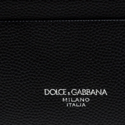 Pre Owned Dolce and Gabbana Black Vitello Leather Card Holder