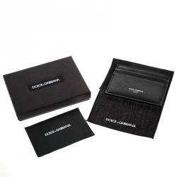 Pre Owned Dolce and Gabbana Black Vitello Leather Card Holder