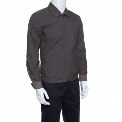 Pre Owned Dolce and Gabbana Brown and Grey Reversible Zip Front Bomber Jacket S