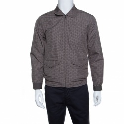 Pre Owned Dolce and Gabbana Brown and Grey Reversible Zip Front Bomber Jacket S