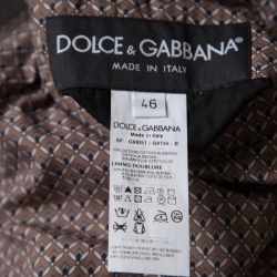 Pre Owned Dolce and Gabbana Brown and Grey Reversible Zip Front Bomber Jacket S