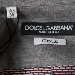 مملوكة مسبقًا Dolce and Gabbana Gold Burgundy Dotted Cotton Jacquard Jersey Trim Shirt M