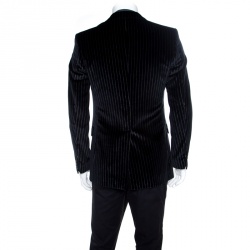 Pre Owned Dolce and Gabbana Black Striped Velvet Martini Blazer M