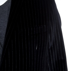 Pre Owned Dolce and Gabbana Black Striped Velvet Martini Blazer M