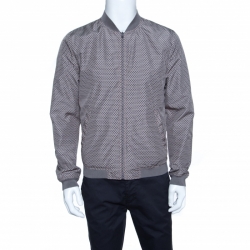 Pre Owned Dolce and Gabbana Printed and Striped Rib Trim Reversible Bomber Jacket L