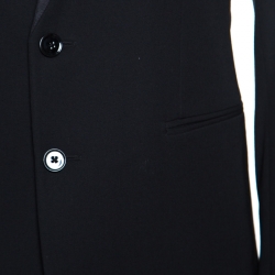Pre Owned Dolce and Gabbana Black Wool Blend Velvet Trim Blazer M